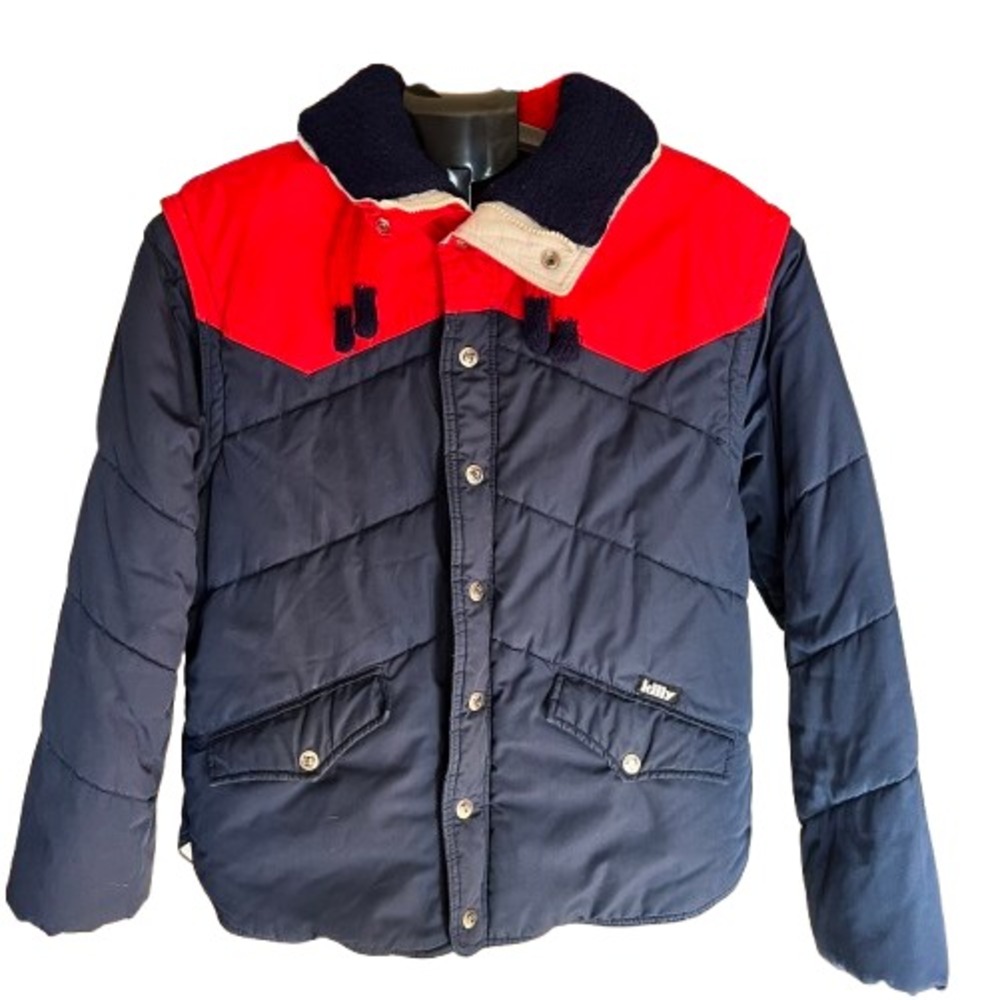 VTG Killy Ski Jacket M Red Blue‎ Dacron Hollofil Puffer Western Yoke 80s READ